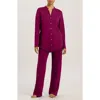 Hanro Cotton Deluxe Pajamas In Deep Poppy