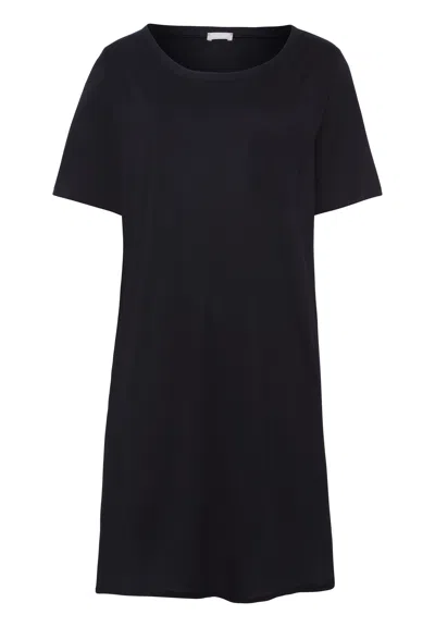 Hanro Cotton Deluxe Round Neck Cotton Nightgown In Black
