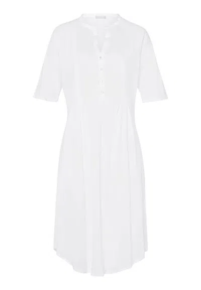 Hanro Cotton Deluxe Short Sleeve Cotton Sleep Shirt In White