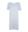 Shop Hanro Cotton Deluxe Short Sleeve Nightdress In Blue