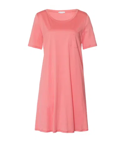 Hanro Cotton Deluxe Short Sleeve Nightdress In Orange