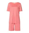 Hanro Cotton Deluxe Short-sleeve Pyjama Set In Orange