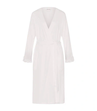 Hanro Cotton Embroidered Michelle Dressing Gown In White