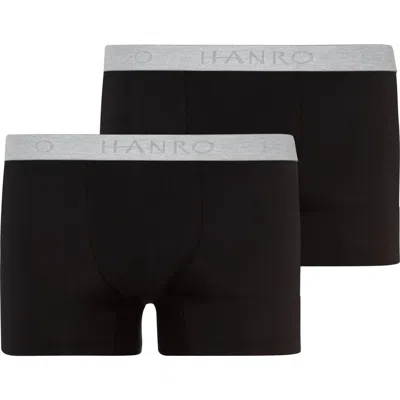 Hanro Cotton Essentials 2-pack Cotton Boxer Briefs In Black