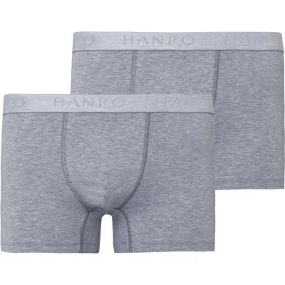 Hanro Cotton Essentials 2-pack Cotton Boxer Briefs In Light Melange