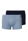 Hanro Cotton Essentials 2-pack Cotton Boxer Briefs With Covered Waistband In Deep Navy/sea Breeze