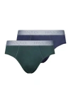 Hanro Cotton Essentials 2-pack Cotton Briefs In Herbal Tea/vintage Indigo