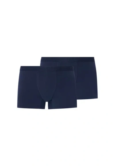 Hanro Cotton Essentials 2-pack Cotton Boxer Briefs In Blue