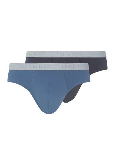 Hanro Cotton Essentials 2-pack Cotton Briefs In Stormy Gray/tanzanite