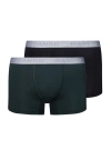 Hanro Essentials Cotton Stretch Boxer Briefs, Pack Of 2 In Laurel/black