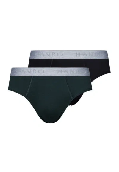 Hanro Cotton Essentials Brief 2pk In Laurel/black