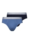 Hanro Cotton Essentials Brief 2pk In Windy Blue/deep Navy