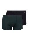 Hanro Cotton Essentials Covered Waistband Boxer Brief 2pk In Laurel/black
