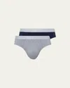 Hanro Cotton Essentials Two-pack Briefs In Light Melange Deep Navy