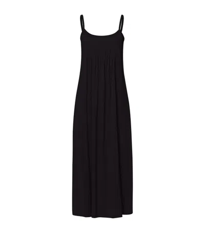 Hanro Cotton Juliet Long Spaghetti Dress In Black