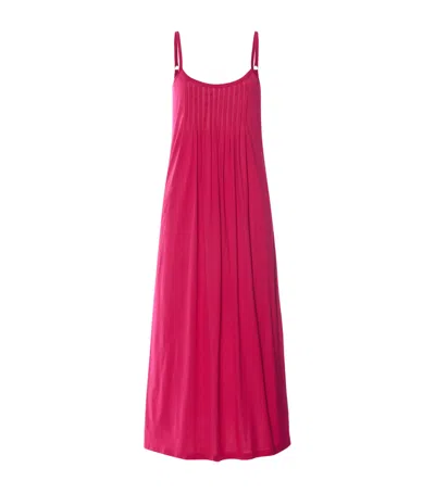 Hanro Cotton Juliet Long Spaghetti Dress In Red