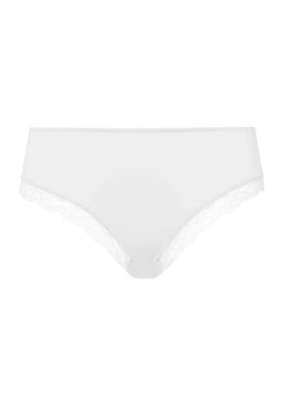 Hanro Cotton Lace Cotton High Cut Brief In White