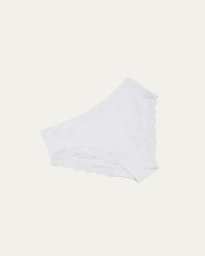 Hanro Cotton Lace High Leg Brief In White