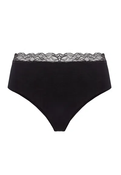Hanro Cotton Lace Lace Trim Cotton Full Brief In Brown