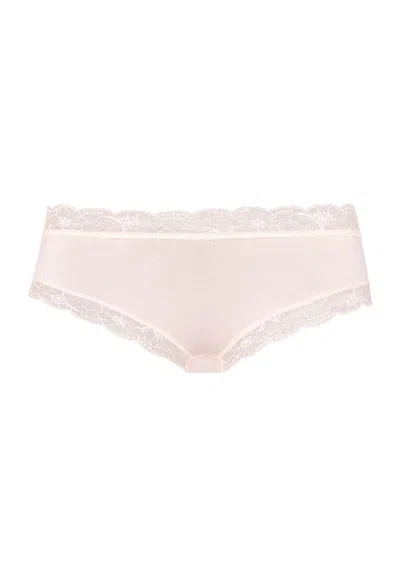 Hanro Cotton Lace Lace Trim Cotton Hipster In Pink
