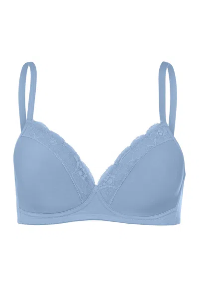 Hanro Cotton Lace Spacer Soft Cup Bra In Blue