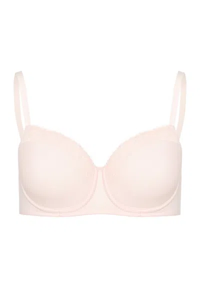 Hanro Cotton Lace Spacer T-shirt Bra In Pink