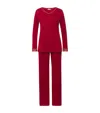 Hanro Cotton Lace-trim Pyjama Set In Red