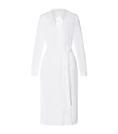 Hanro Cotton Lace-insert Anne Robe In White