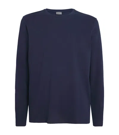 Hanro Cotton Living Long-sleeve T-shirt In Navy