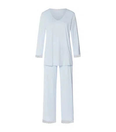 Hanro Cotton Long Inaya Pyjama Set In Blue