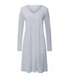 Hanro Cotton Long-sleeve Nightdress In Blue