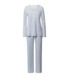 Hanro Cotton Long-sleeve Pyjama Set In Blue