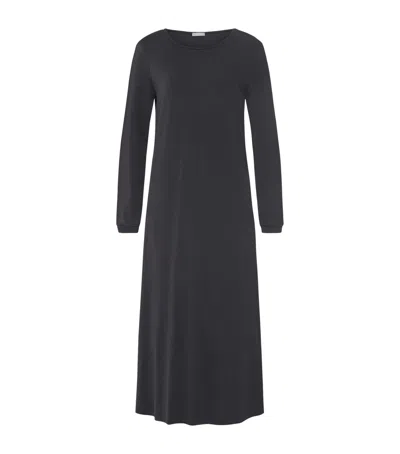 Hanro Cotton Long-sleeve Nightdress In Black