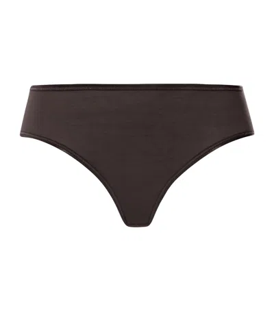 Hanro Cotton Midi Briefs In Brown