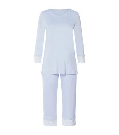 Hanro Cotton Moments Pyjama Set In Blue