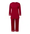 Hanro Moments Cropped Pajama Set In Red