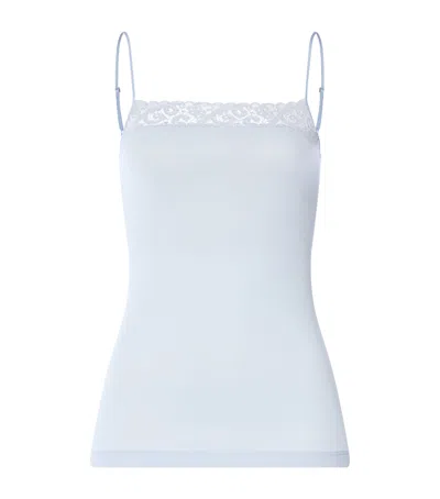 Hanro Cotton Moments Tank Top In Blue