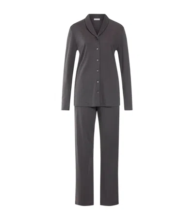 Hanro Cotton Natural Comfort Pyjama Set In Gray