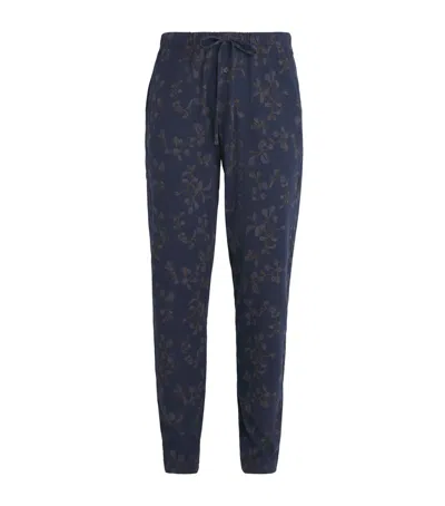 Hanro Cotton Nigh & Day Floral Sweatpants In Blue