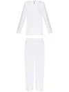 Hanro 2pc Natural Elegance Scalloped Lace Trim Pajama Set In White
