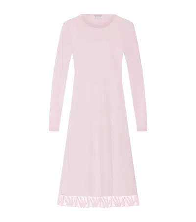 Hanro Cotton Rosaria Long-sleeve Nightdress In Pink