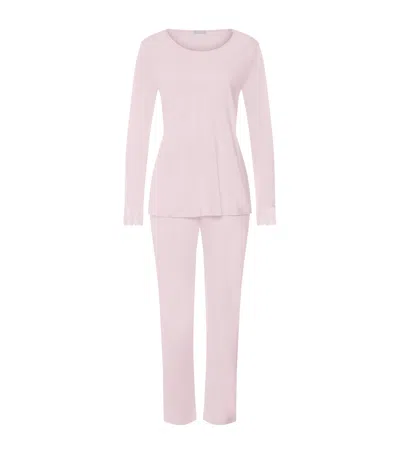 Hanro Cotton Rosaria Long-sleeve Pyjama Set In Pink