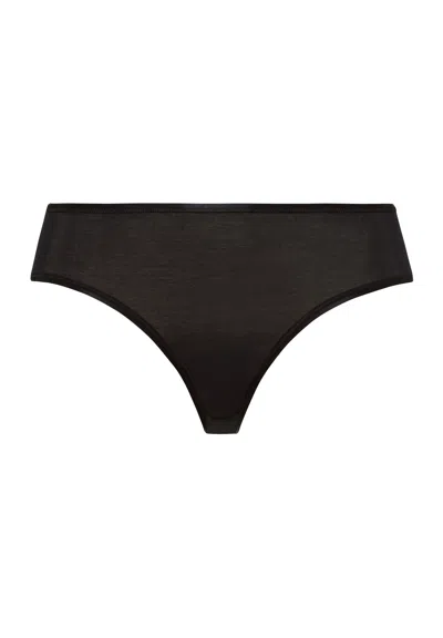 Hanro Cotton Seamless Cotton High Cut Full Brief In Black