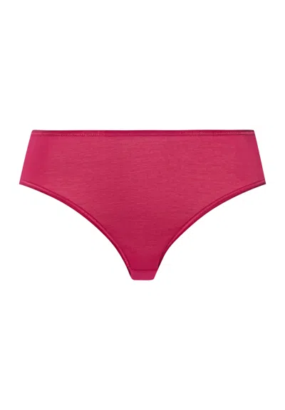 Hanro Cotton Seamless Cotton High Cut Full Brief In Red