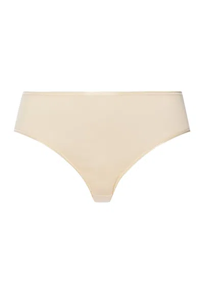 Hanro Cotton Seamless Cotton High Cut Full Brief In Neutral