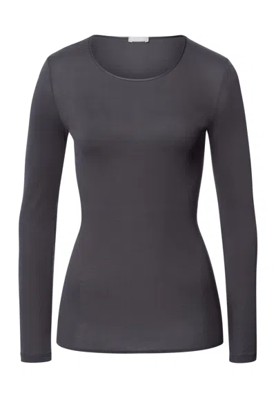 Hanro Cotton Seamless Cotton Knit Top In Black