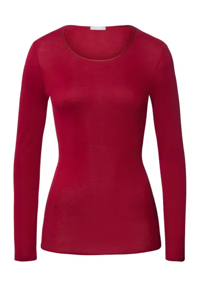 Hanro Cotton Seamless Cotton Knit Top In Red