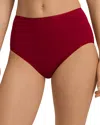 Hanro Seamless Cotton High Cut Briefs In Red