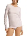 Hanro Cotton Seamless Long Sleeve Top In Honeydew