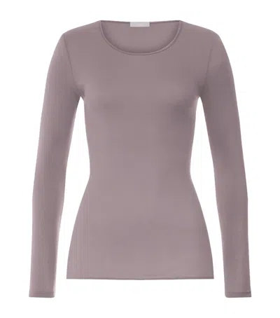 Hanro Cotton Seamless Long-sleeve T-shirt In Pink